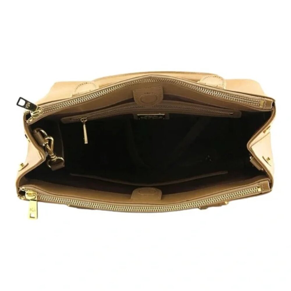 Lauren Ralph Lauren Newbury Genuine Leather Satchel Tote Crossbody - Picture 5 of 8
